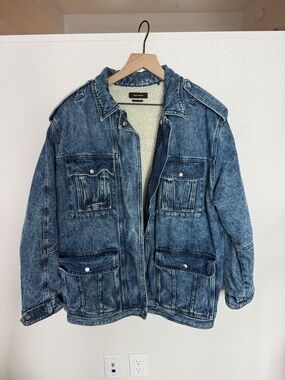 Isabel Marant Runway Blue Denim Lined Utility Jacket FR38